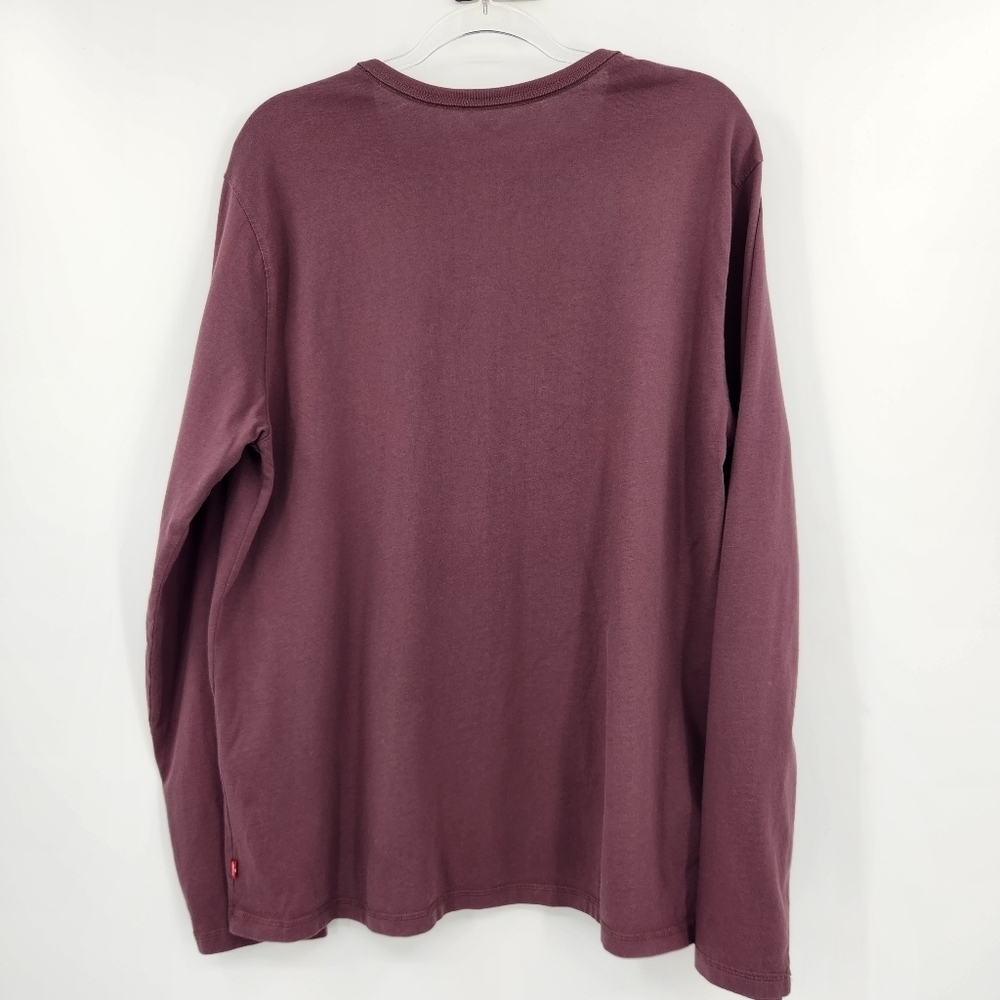 Levis Mens Standard Henley T-shirt Size Large Huckleberry Red Long Sleeve - Picture 8 of 9